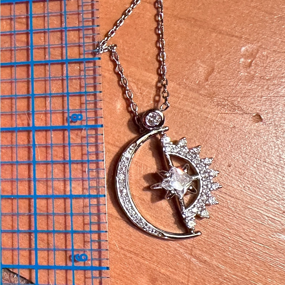 Sparkly moon and star pendent necklace